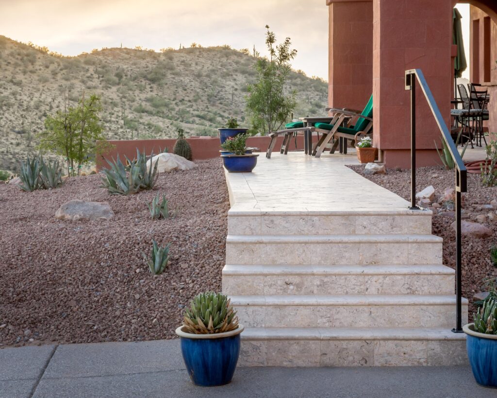 Travertine stairs at a residential project